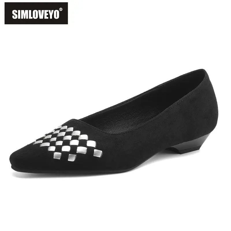 SIMLOVEYO 2026 New Flock Suede Ladies Slip On Loafers Square Toe Color Mix Casual Flat Shoes Extended Sizes 40 41 42 43