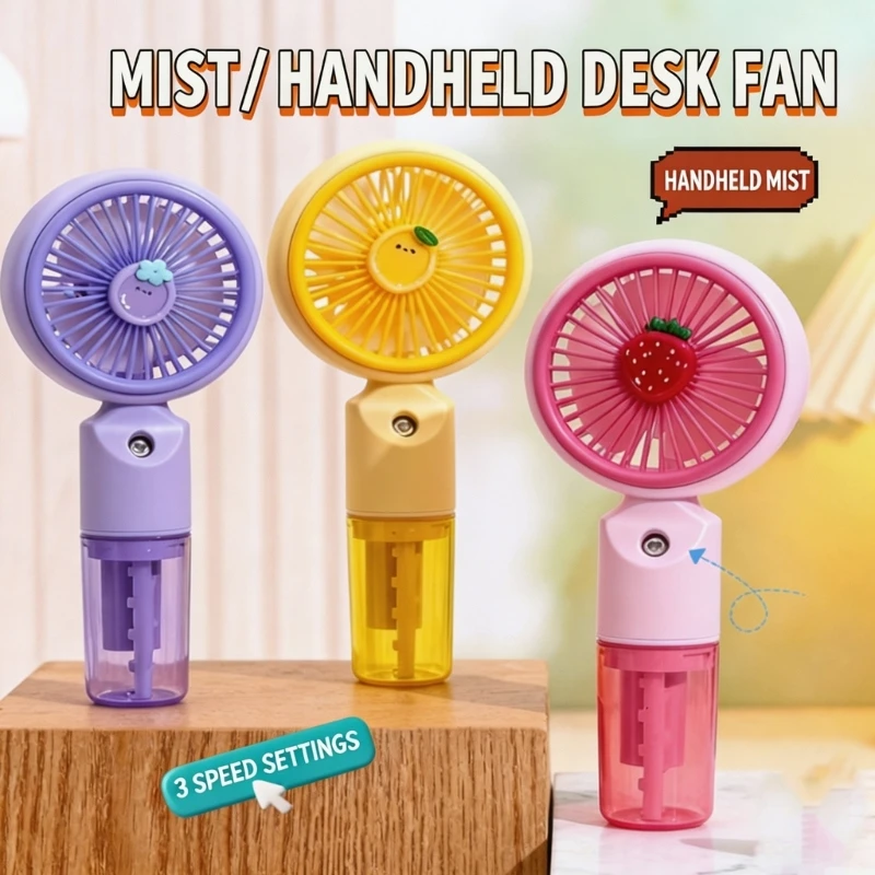 Outdoor Portable Handheld Quiet Mist Fan Rechargeable Powerful Fan Personally Cooling Tool for Outdoor Camping Traveling