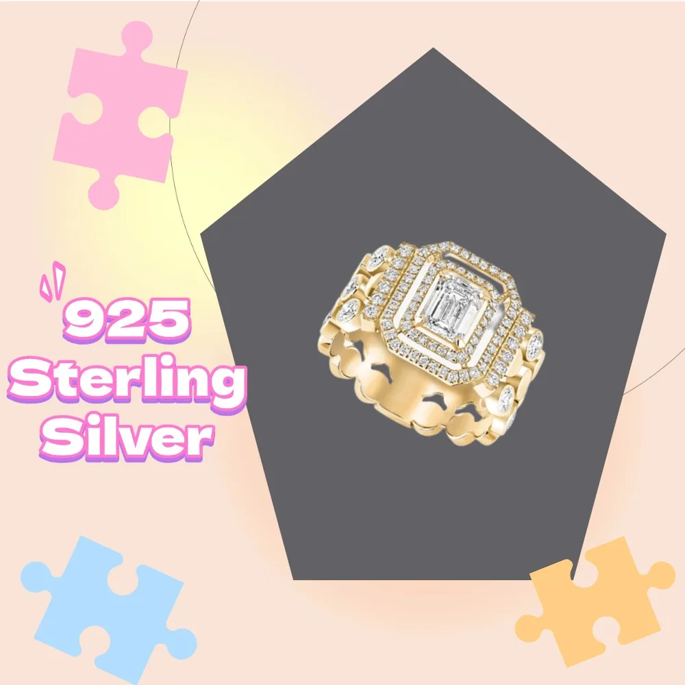 

Official-website S925 Sterling Silver Full Diamond Rings Luxury Wedding Rings For Women