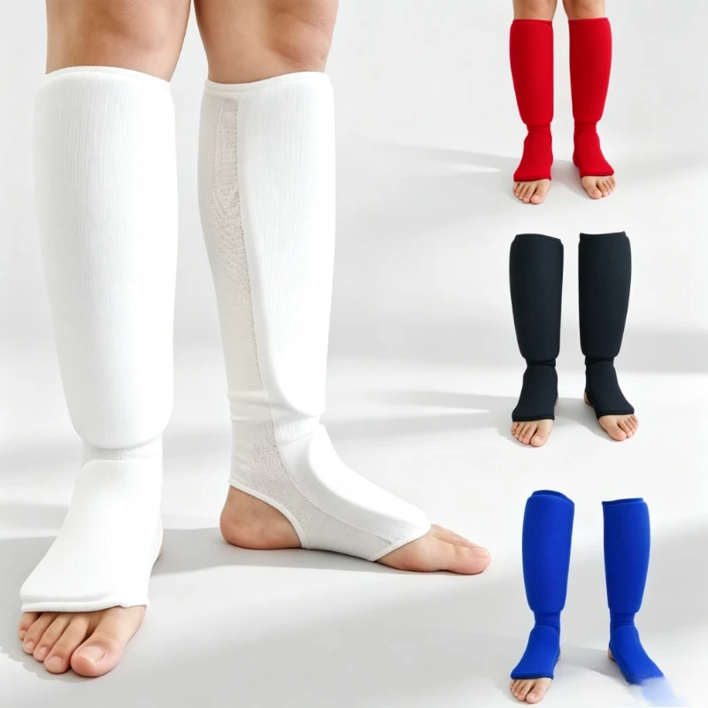 Shin Guards with Instep Protection Breathable Fabric Thick EVA Foam Padding for Karate Kickboxing Muay Thai Training Shin Gear