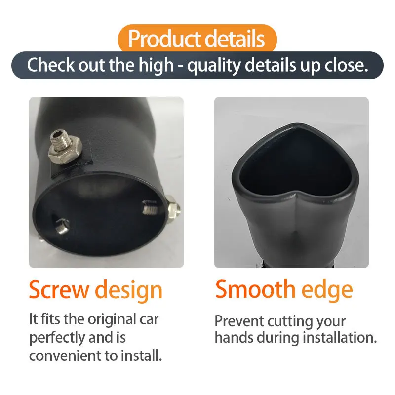 Universal Muffler Protection Tips Heart-shaped Single-outward type, stainless steel, tailpipe, one-piece two outlets