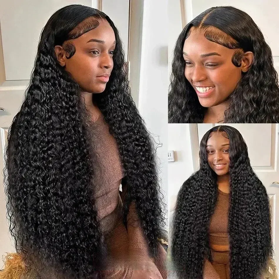 Deep Wave Lace Front Wig 200% Human Hair Pre Plucked 13x4 HD Lace Front 18-36inch Brazilian Curly Human Hair Wigs