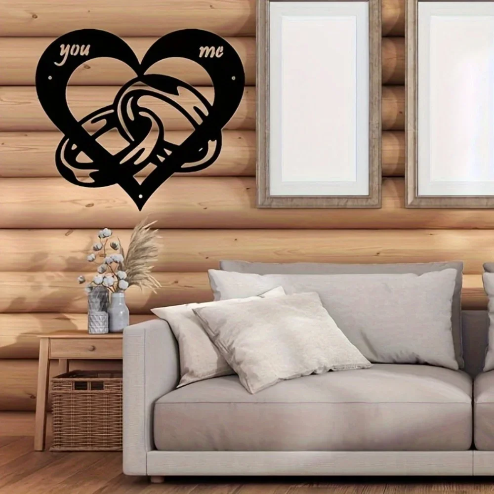 Rings and Love Iron Art, Heart-Shaped and Geometric Metal Wall Decorations, Romantic Decor, Perfect Valentine's Day Gift