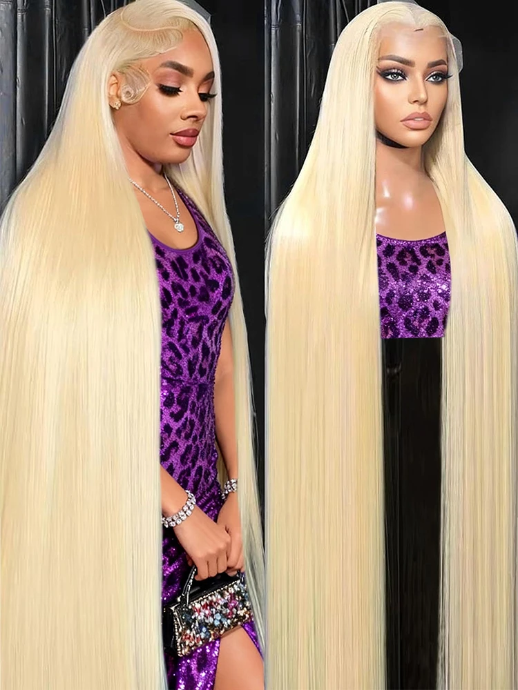 

613 HD Парик фронтальной части шнурка 13X6 Прямые костяные парики из 100% человеческих волос 40 дюймов Светлые цветные парики фронта шнурка Предварительно выщипанные парики из человеческих волос