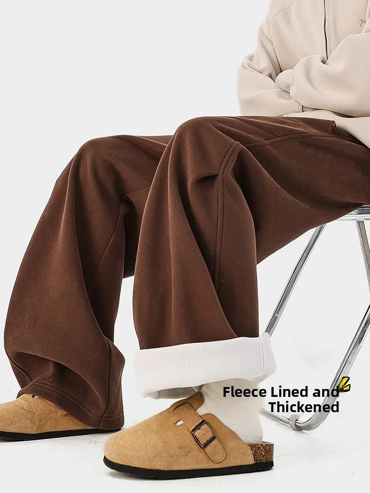 

Высококачественные винтажные мужские спортивные брюки с флисовой подкладкой, свободные, теплые, повседневные, для пар, зимние, новые