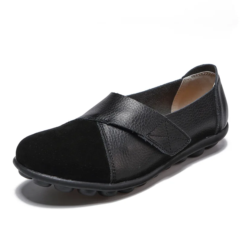 2026 Spring women sneakers shoes women leather suede patchwork ballet flats ladies shoes slip on loafers plus size 43 44 WSH3203