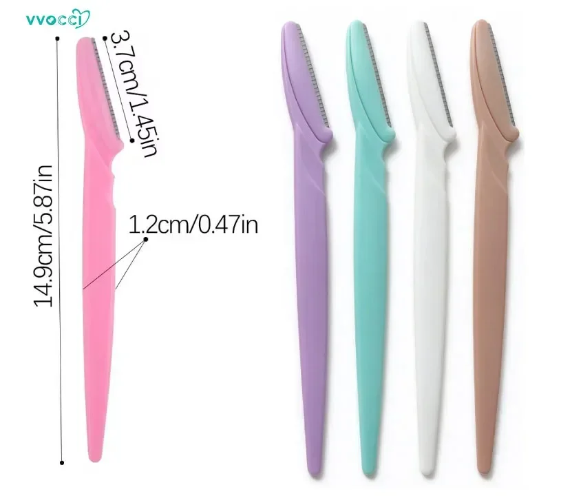vvocciWomen Face Shaver Portable Removal Knife Makeup Cutters Safety Eye Brow Epilation Hair Scraper Eyebrow Trimmer Blade 20Pcs