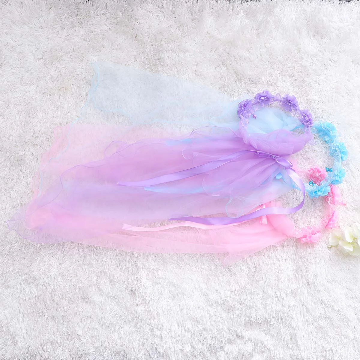 

3 Pcs Wedding Wreath Girl Hair Children with Veil Flower Garland Crown Headdress