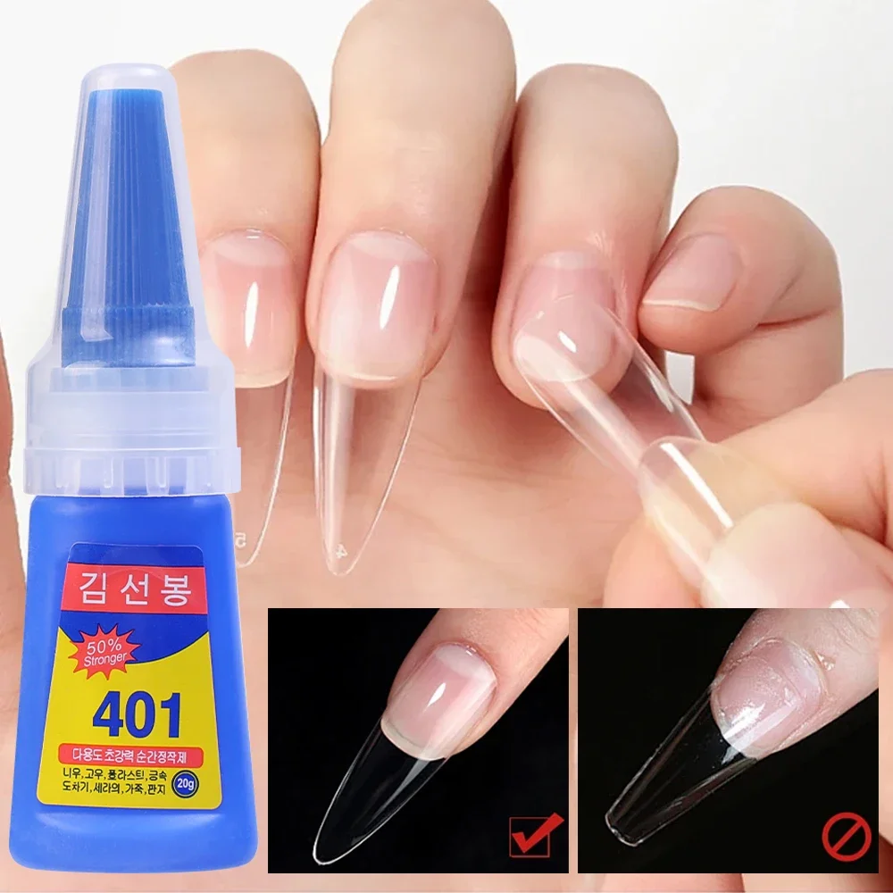 20ml Fake Nail Glue Lasting Super Strong Fast-Dry Acrylic Nails Press on Fake Nail Art Adhesive Transparent Glue Manicure Tools