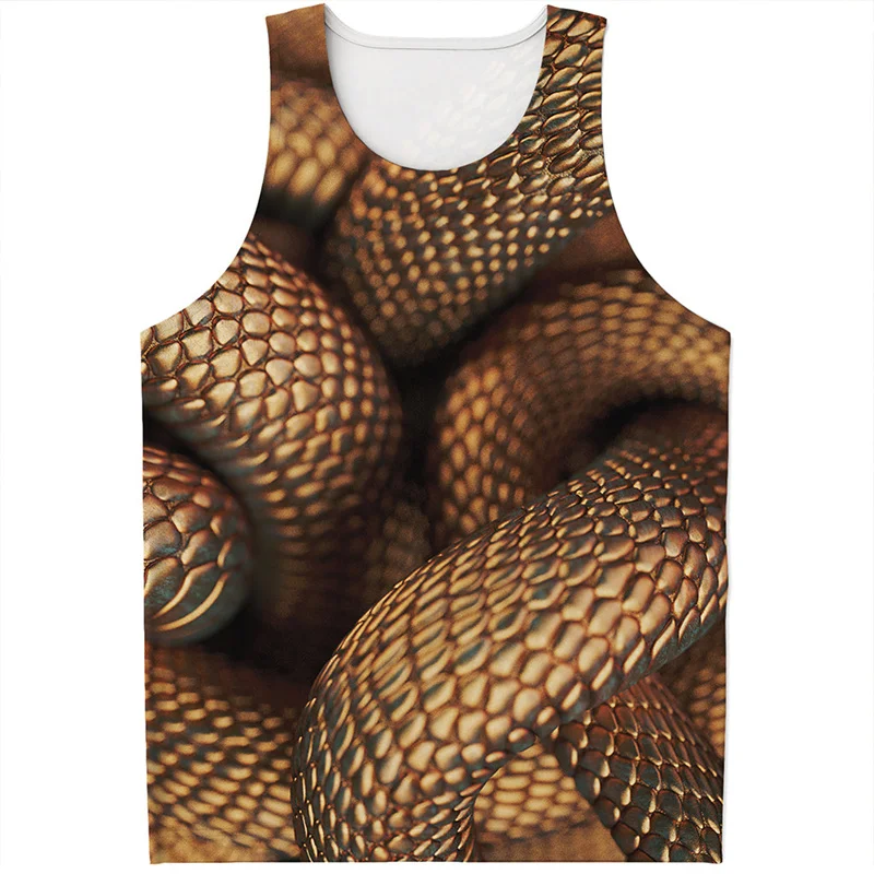 Fashion Animal Snake 3D Printed Tank Tops For Men Summer Harajuku Sleeveless Vest Street Casual Loose Personality Tee Shirts