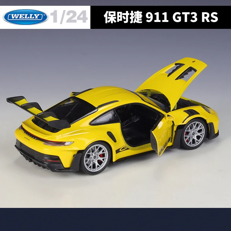 WELLY 1:24 Porsche 911 GT3 RS 992 Supercar modello di auto in lega diecast e veicoli giocattolo raccogliere auto giocattolo ragazzo regali di