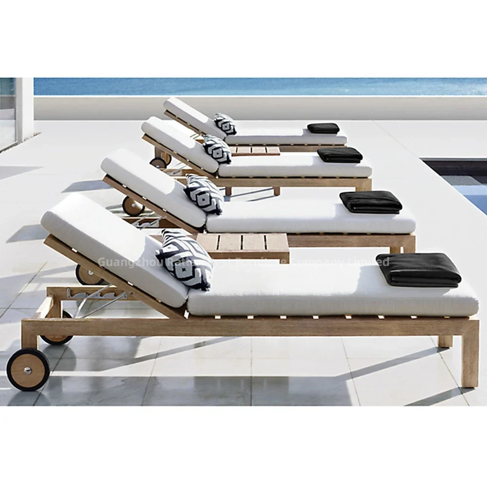Modern Outdoor Luxury Teak Wooden Recliner Chair Stylish Outdoor Furniture