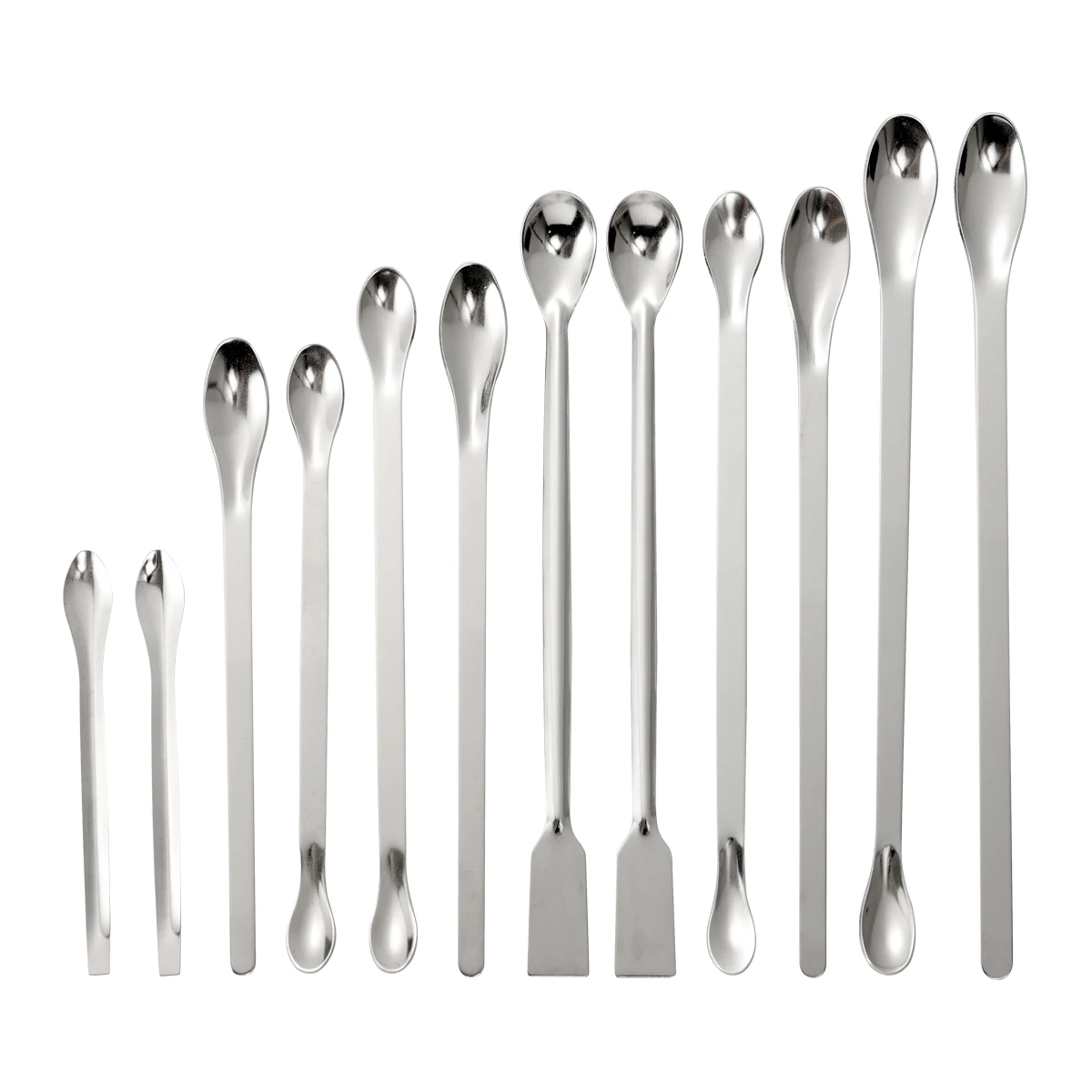 12pcs Stainless Steel Medicinal Medicine Lab Spatula Spoon Spoonoratory Mixing Spatula Spatula Head Experiment Pharmacy