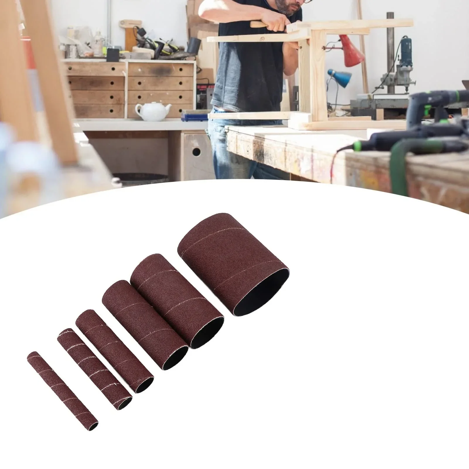 Sanding Drum with Case Spindle Sander Drum Kit Rubber Mandrels Sandpaper for Engraving Woodworking Drill Polishing Rotary