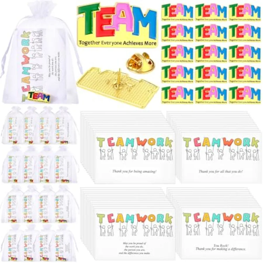 

Employee Appreciation Gifts Bulk Gold Team Lapel Pin Employee Thank You Pins Teamwork Cards for Coworkers Recognition Teachers