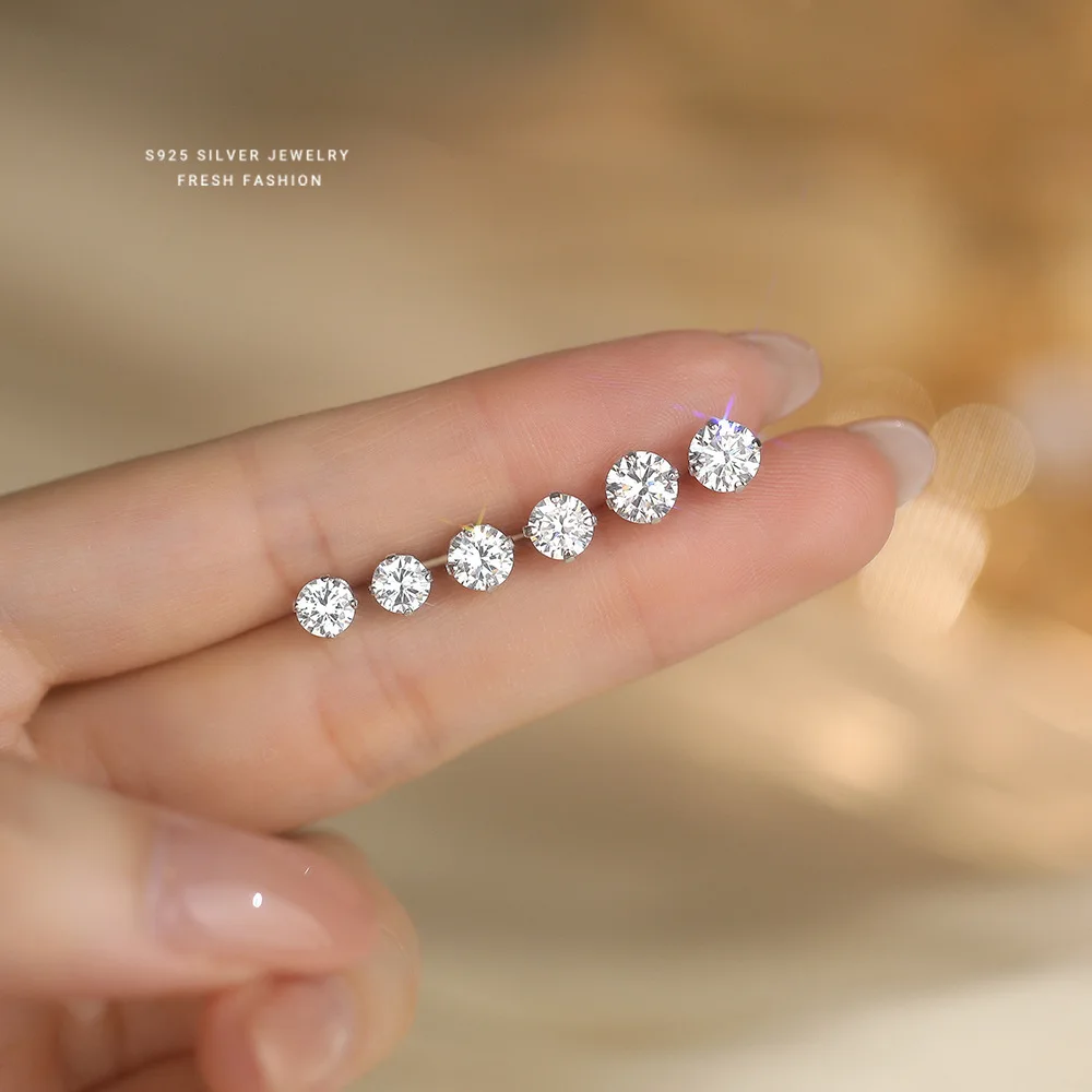 Moissanite Earring 0.2-2ct D VVS1 Sparkling Lab Diamond 4 Claw s925 Sterling Silver Stud Earrings Fine Jewelry for Women Man