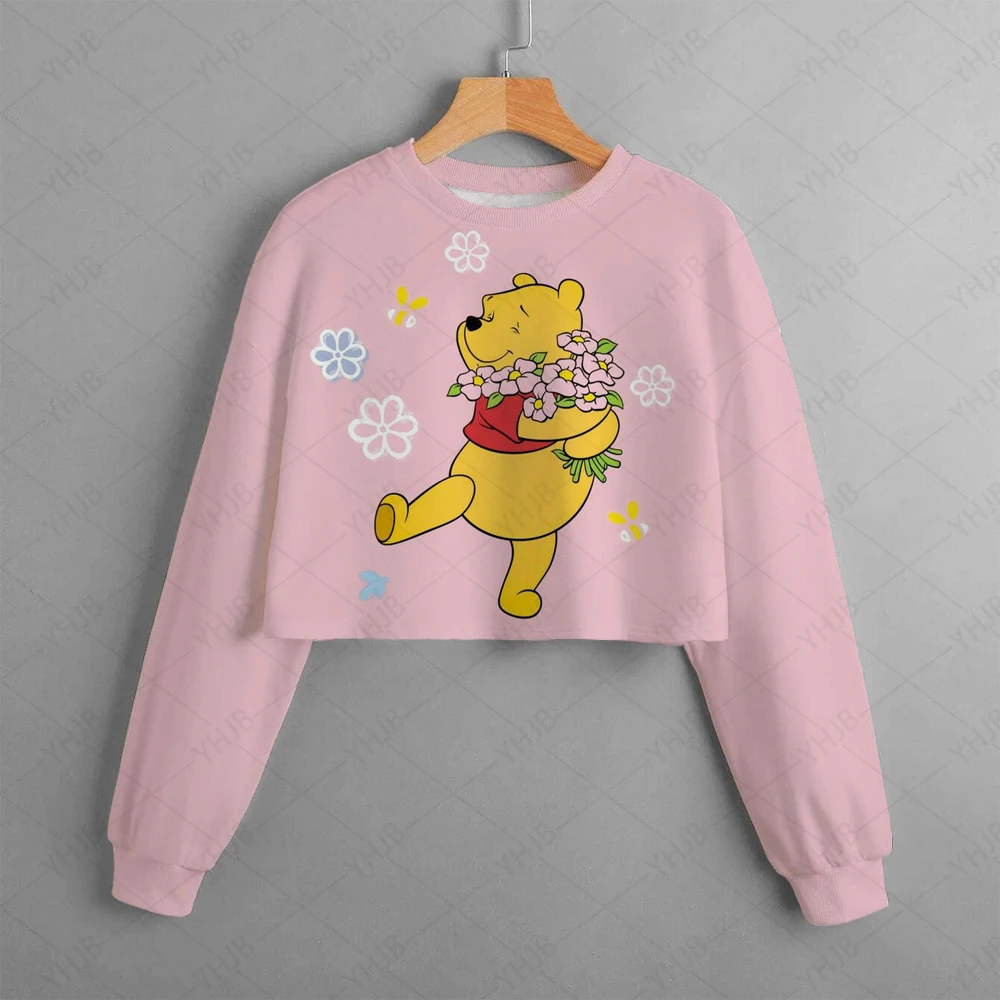 

Casual New Spring and Autumn Disney Winnie the Poodle Children's Clothing Print Girls Short Hoodie Sweater Comfortable and Cute