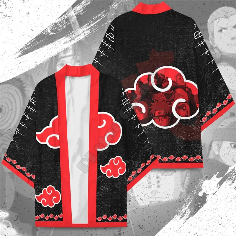 Kimono Akatsuki Warriors con estampado 3D para hombre y mujer, cárdigan, Cosplay Kawaii, ropa japonesa suave, camisa Unisex