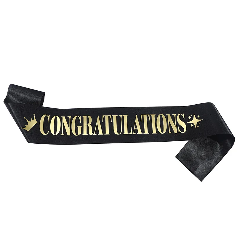 1pc Graduation Decorations Class of 2024 Congratulations Sash Blue Black Gold Graduation Party Decoration Supplies Favor Gifts