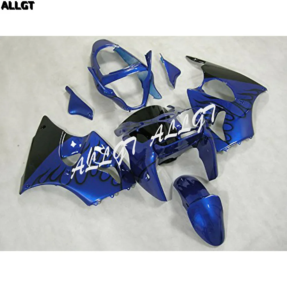 Motorcycle ABS Injection Molded Plastic Fairing Kits Fit for Kawasaki Ninja ZX6R ZX-6R 636 2000 - 2002  Black Flame Blue