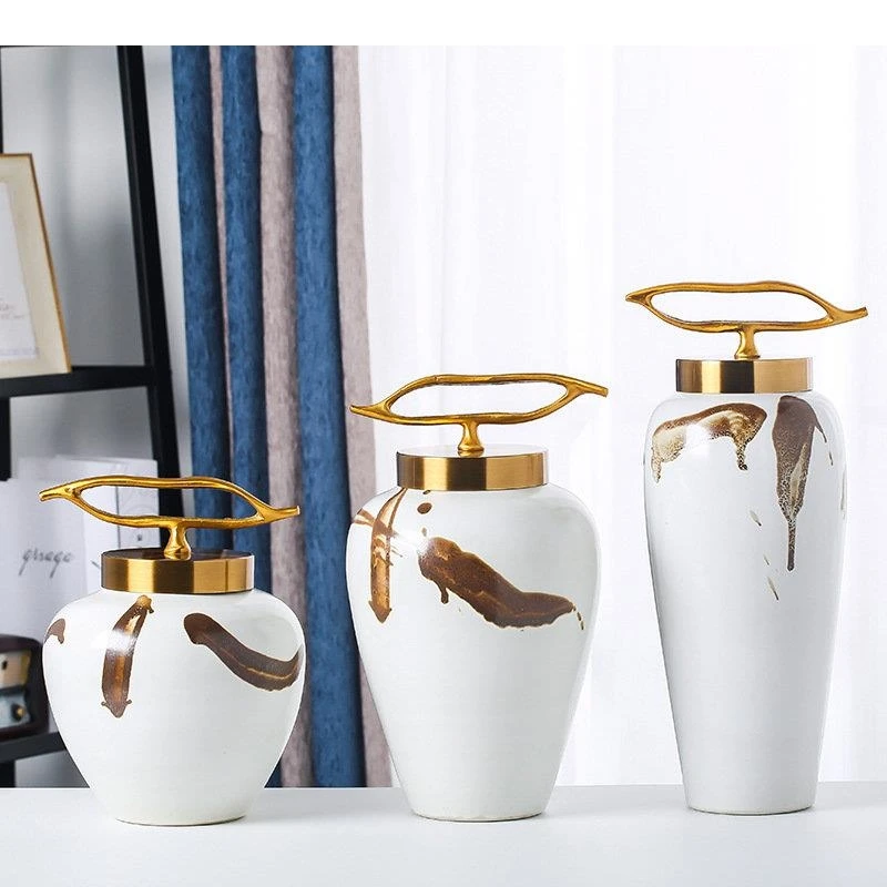 الرجعية الزخرفية السيراميك تخزين الجرار الزنجبيل جرة الحلوى يمكن علبة الشاي مكتب الديكور تشكيلة زهور ديكور المنزل خمر