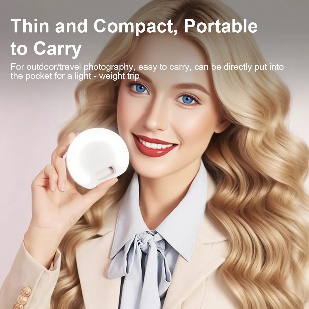 Portable LED Ring Light with For Tri Color Lighting Rechargeable Battery USB Power for Selfie Live Broadcast Video Photography