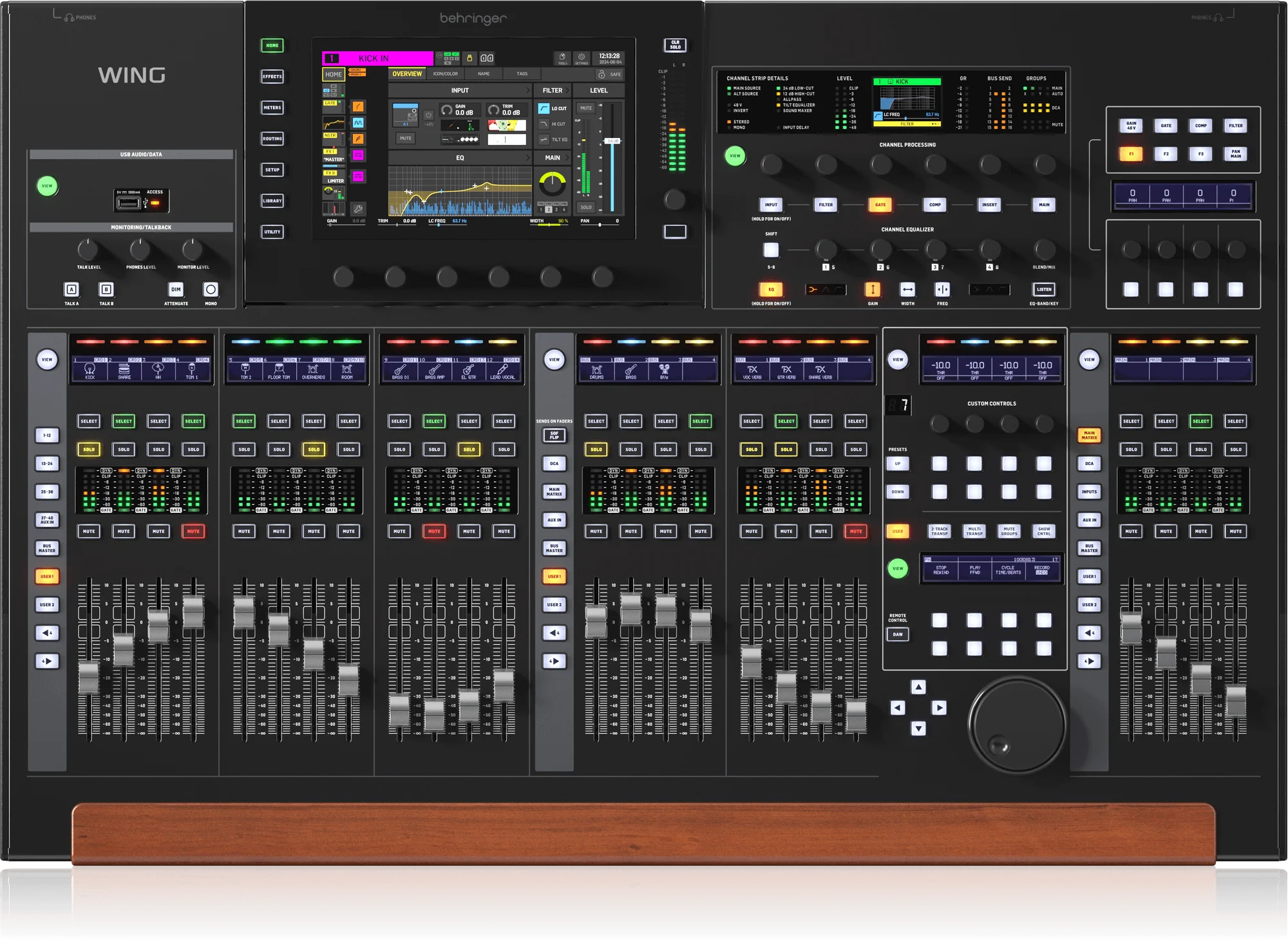 Behringer WING-BK 48 Flex Channels Touch Screen 24 Fader Control Surface Digital Mixer 28 Bus Full Stereo 8 Midas PRO Preamps