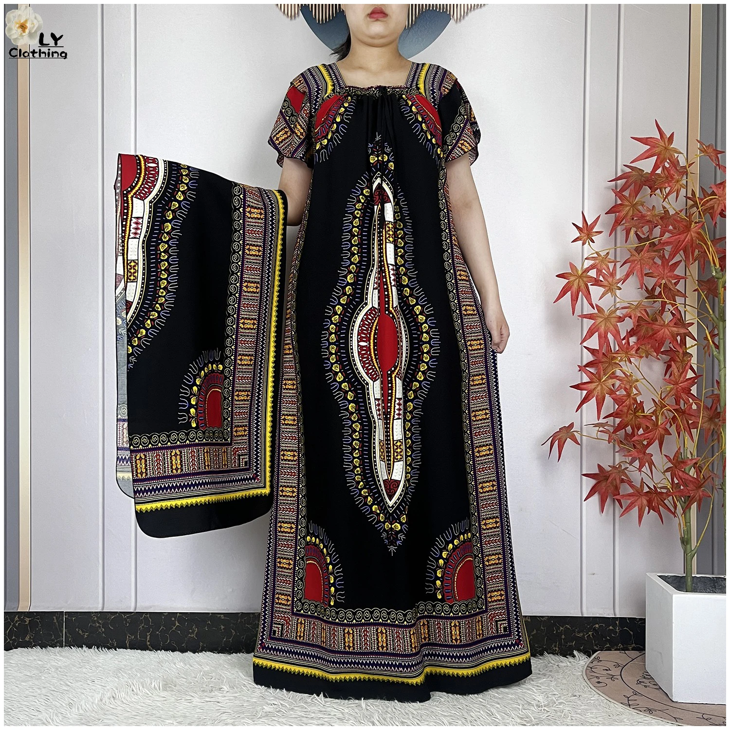 

Новый стиль, африканская Абая, летняя мода, с коротким рукавом для женщин, платье из хлопка с вырезом лодочкой, свободный кафтан, Дубай, исламский женский элегантный халат