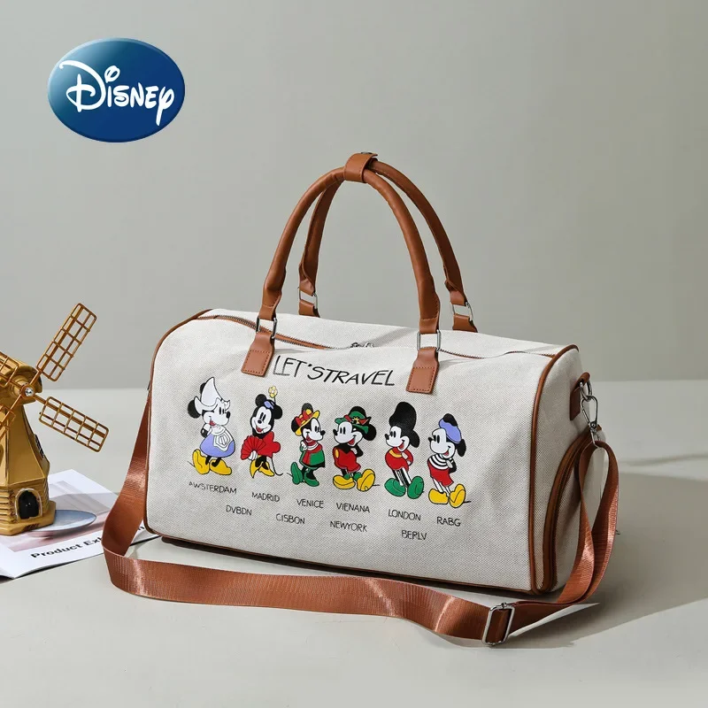 Imagem -03 - Disney Mickey Nova Bolsala de Viagem Marca Luxo Moda Bolsa de Viagem dos Desenhos Animados Bolsa de Armazenamento de Viagem Grande Capacidade Multi Função