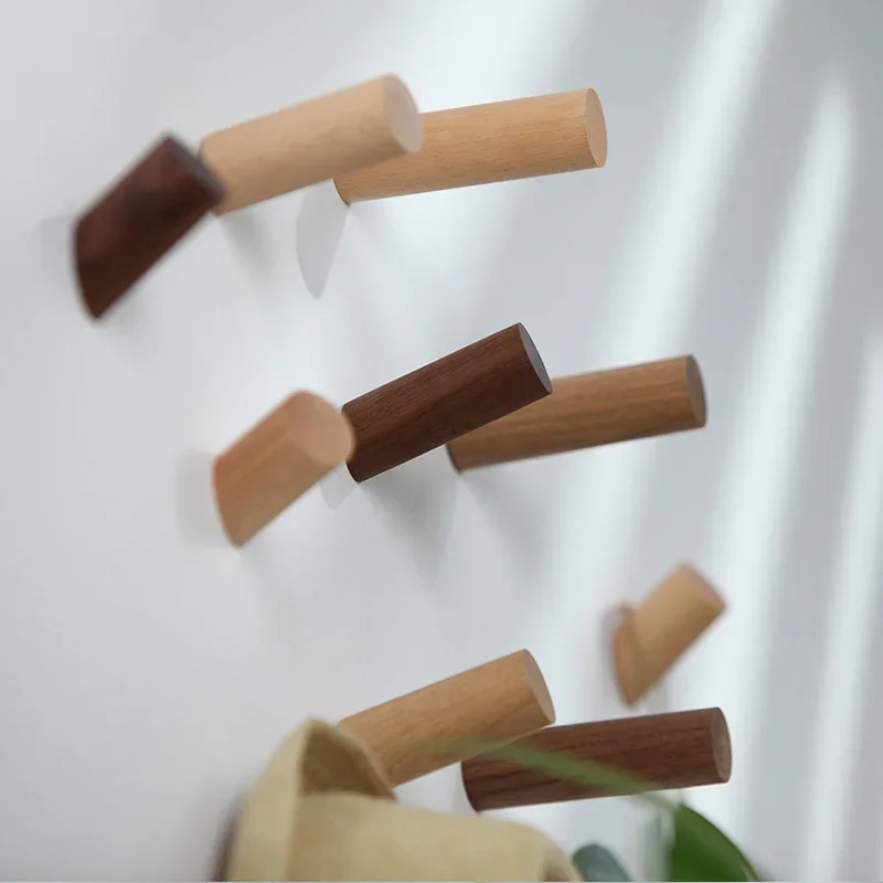 Creative Beech Walnut Wood Hook Wall Wall Mounted Coat Entrance Clothes Hat Skirt Taper Punch Home Hotel Decoration Robe Hanger