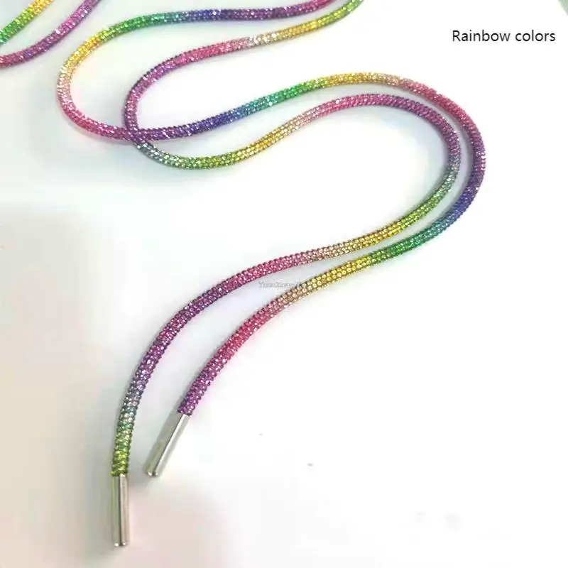 1 Stücke Strass Schnürsenkel Luxus Regenbogen Diamant Schnürsenkel Sneakers Schnürsenkel Schuhe Runde Schnürsenkel 100/120/140/160 CM DIY Saiten – Detail 13