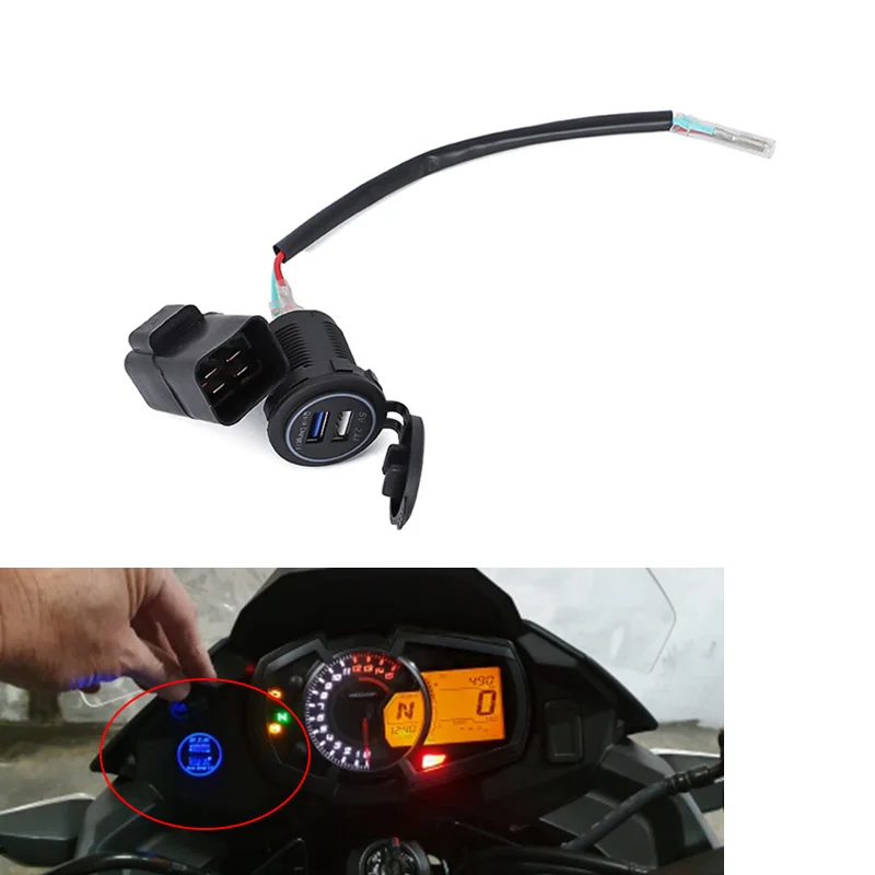 

Motorcycle Bike USB Charger with Relay 12V 22A for Kawasaki versys 650 1000 X300 X650 ninja 400 ninja 650 2014-2022