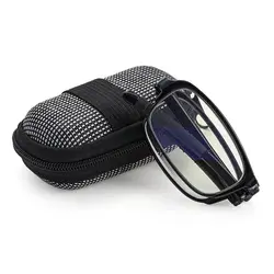 TR90 Portable Folding Reading Glasses with Case Men Women Lightweight Mini Blue Film Presbyopic Eyeglass Portable Pocket Readers