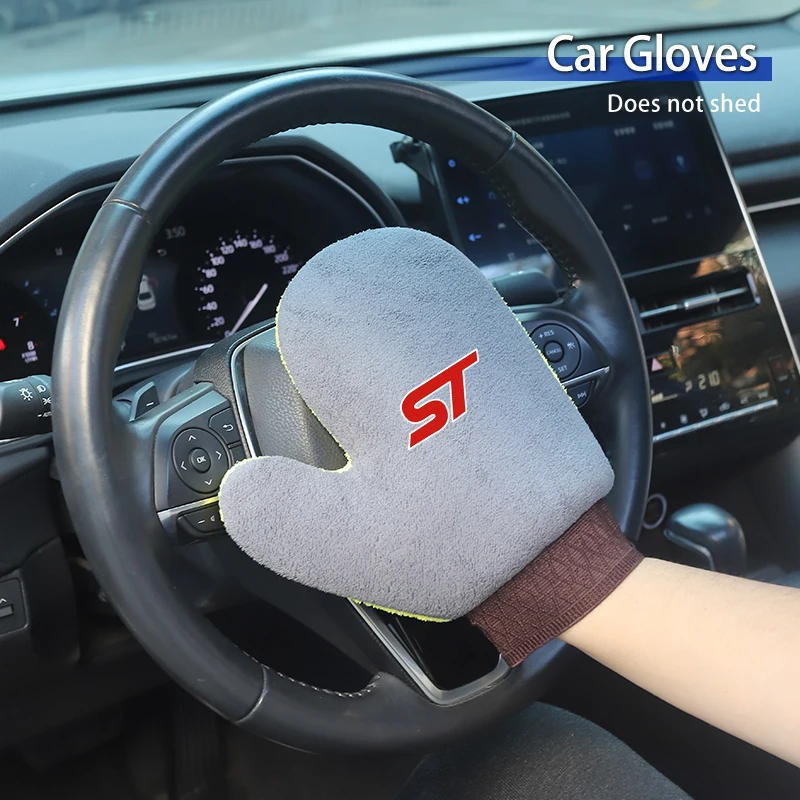 Coral Fleece Car Wash Cleaning Brush Gloves Car Cleaning Tools For Ford Mustang Edge Mondeo ST Fusion Explorer Focus Ranger