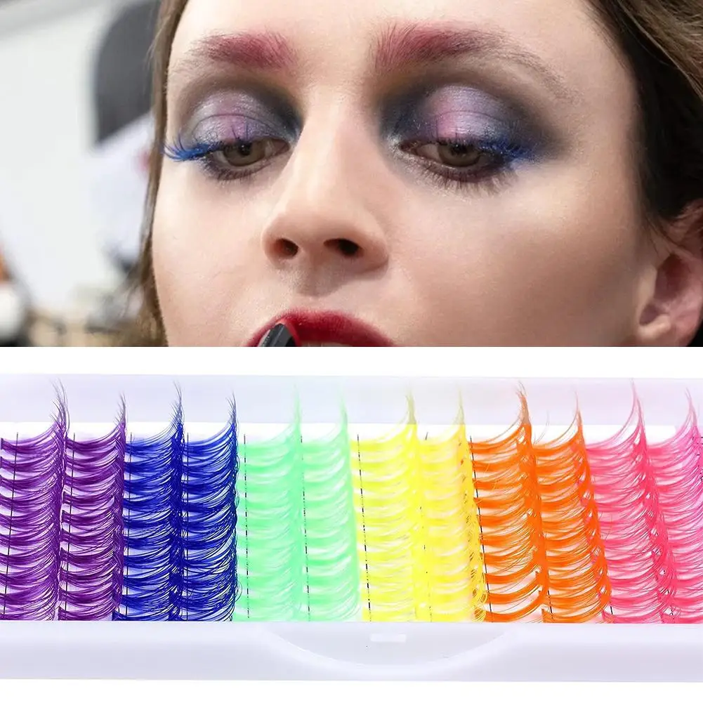 Bunte Glitzer-Wimpernverlängerung, Glitzer, individueller Fächer, russisches Nerzvolumen, Weihnachtswimpern, Wimpern, Halloween, Prema J0L0