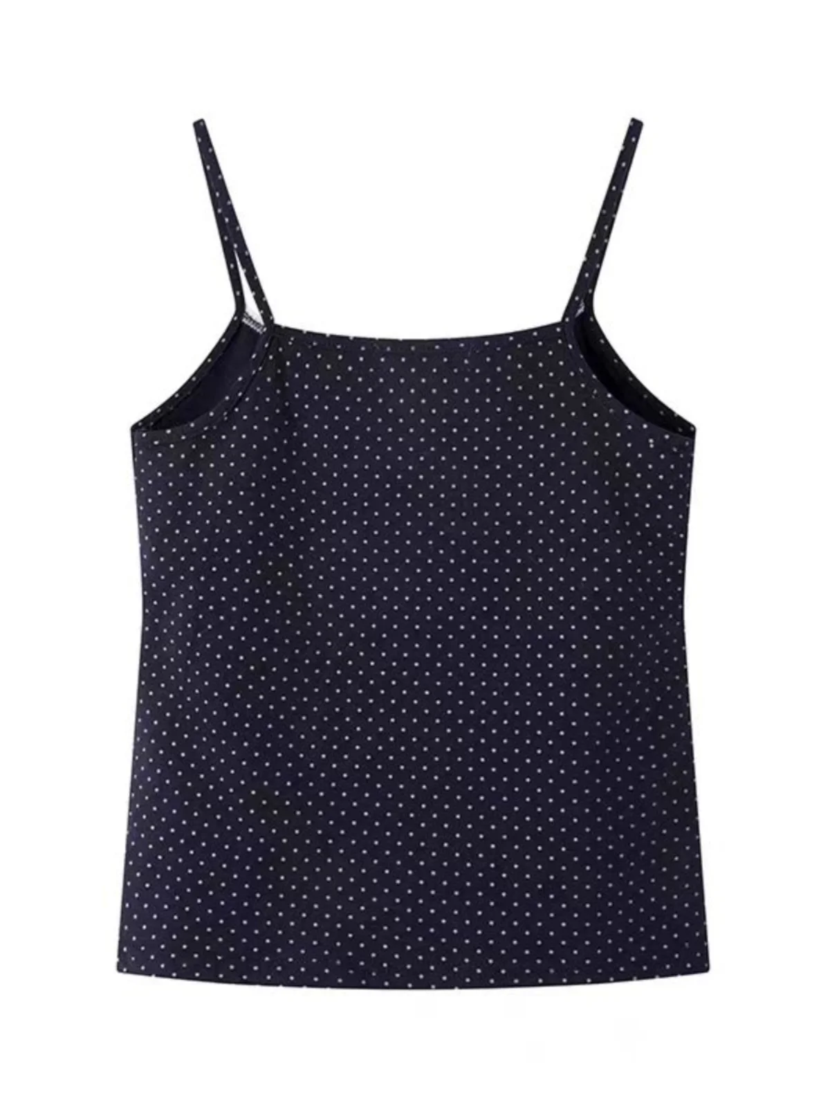 توب قصير بدون أكمام بياقة دانتيل كلاسيكية ونقشة البولكا دوت، ملابس داخلية بخصر مرتفع، توب صيفي بنمط براندي بي إم من مزيج القطن