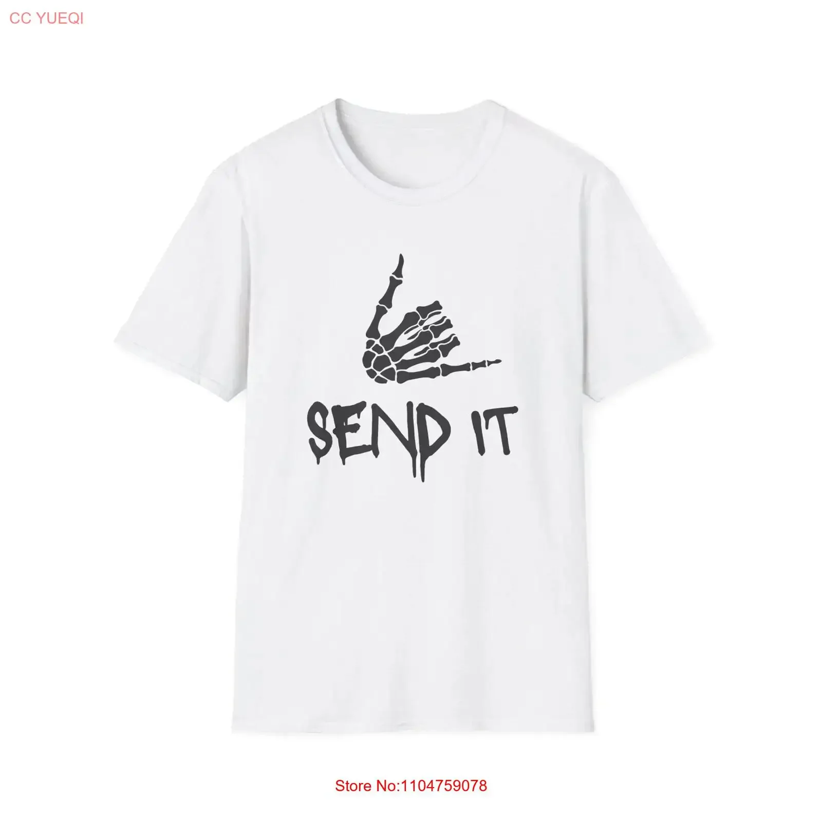 Funny Send It Skeleton Hand T Shirt Softstyle Novelty Humorous Top vintage Washed Top For Everyday Wear homme streetwear