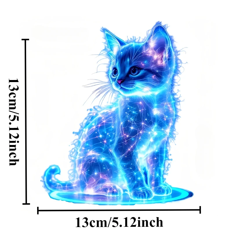 1PC Charming Blue Cat Motorcycle Stickers Waterproof for Scooter Fuel Tank Front Fairing Vinyl Decals Car Window Decoration image 2