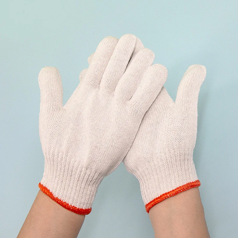 Vitcoco 12 pares luvas de algodão abajur engrossado resistente ao desgaste luvas de proteção de trabalho de algodão branco