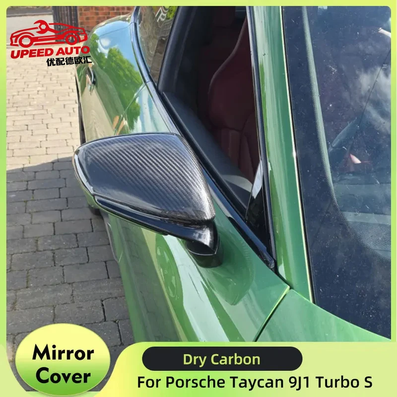 Suitable for Prepreg Dry Carbon Rearview Covers Caps Porsche Taycan 9J1 Turbo S 2019 2020 Replacement Car Side Mirror Shell RHD