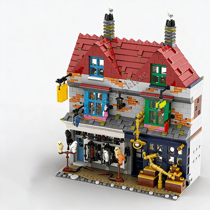 2175 pièces, ingénierie urbaine, Diagon Alley Emporium et Wiseacres, équipement de magie, MOC, personnalisable, modulaire, bricolage, jouets de vacances, cadeaux