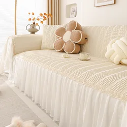 EIFLOY Dutch Velvet  Couch Covers for Sofas Chic  Lace Ruffles Sofa Towel Chair Slipcover for Pets Kids One Piece Dropshipping