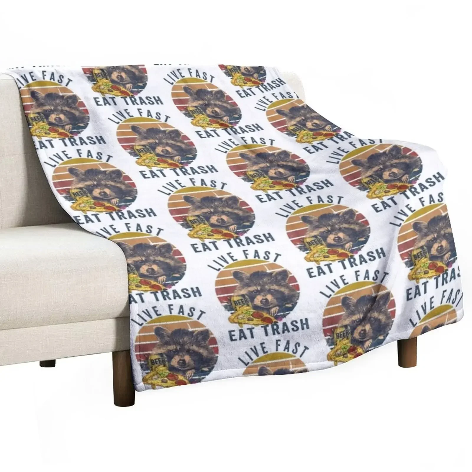 

Live Fast Eat Trash Throw Blanket Luxury Designer Soft Big heavy to sleep Blankets