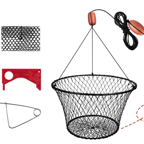 

Portable Folded Fishing Net, Crab Net with Fishing Rope, Hand Casting Cage Foldable Fishing Mesh Trap Collapsible Crab Trap