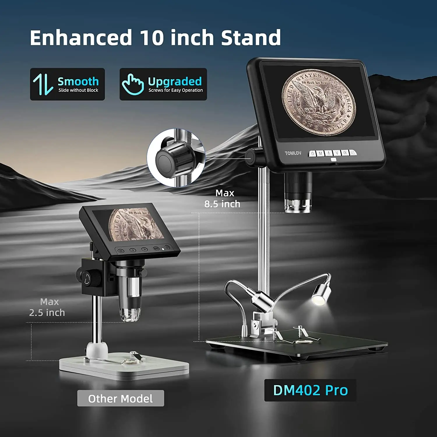 Imagem -06 - Tomlov Dm402 Pro 2k Microscópio Digital 1200x 10.1 Ips Hdmi Microscopio Digital para Electronica 32g para o Telefone Solda Moeda