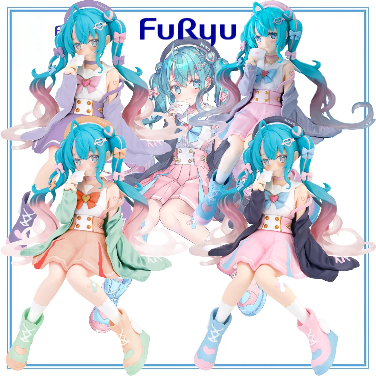 

In Stock Original FuRyu Prepainted Noodle Stopper Figure Hatsune Miku Koisuru Sailor Fuku Gray Ver. Cream Purple Ver. Kawaii