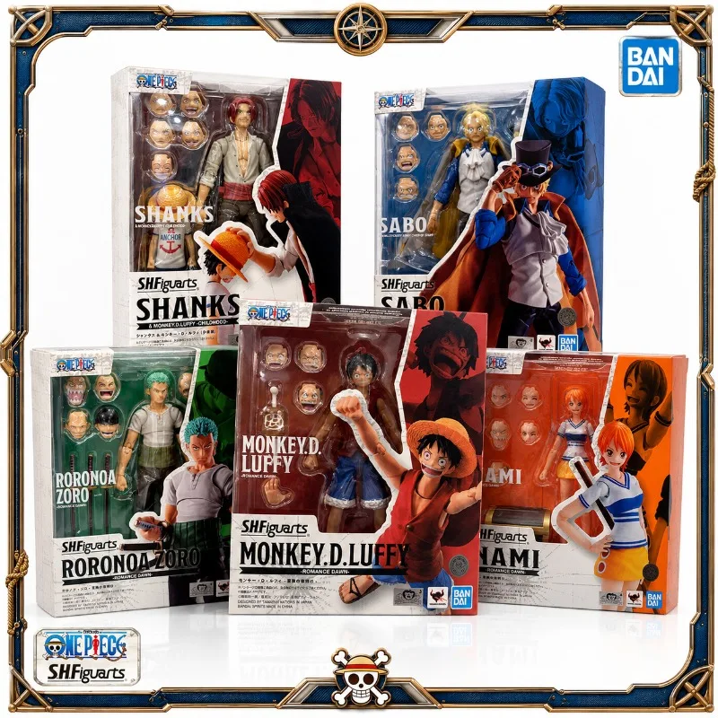 Figuras de Acción Originales de Bandai S.H.Figuarts de One Piece: Shanks, Luffy en su Infancia, Sabo, Zoro, Nami, Romance Dawn, Anime, Juguetes Coleccionables en Stock