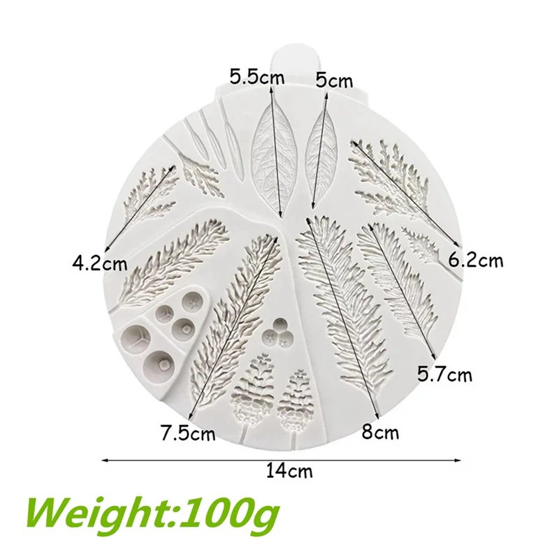 Moule à gâteau en silicone Sugarcraft, feuillage du cuir chevelu, arbre de Noël, cône pinéal, outils de décoration en résine, dentelle, cuisson,