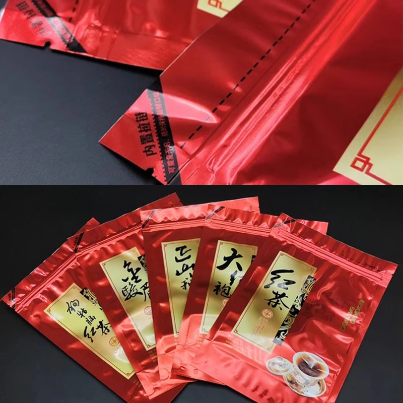 كيس تغليف الشاي Lapsang Souchong مشرق الألومنيوم احباط حقيبة الياسمين الصيني الاسود Jinjunmei أسود/أخضر TiKuanyin الذاتي حقيبة عزل مجانية