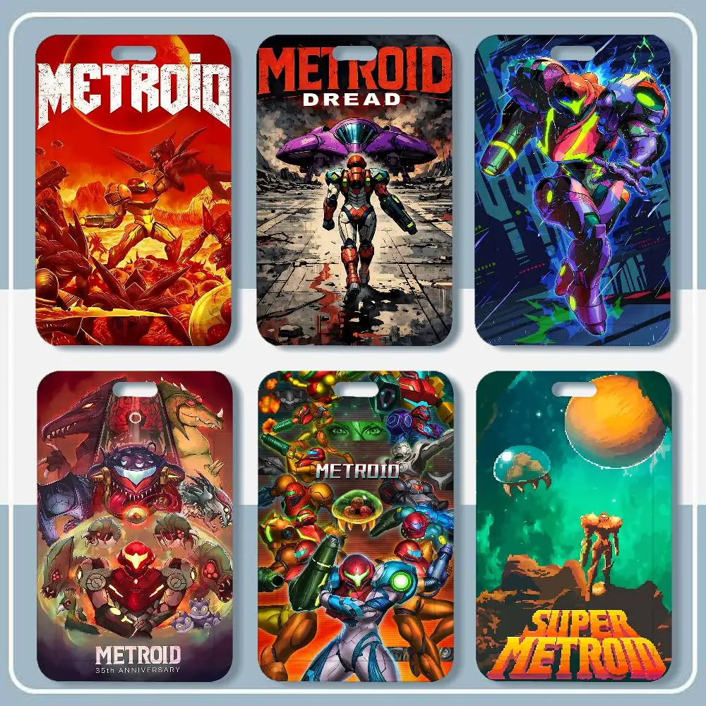 Game M-Metroids Card Holder Neck Strap Pendant Door Badge Holder Lanyards Keychain Work Credential Case Gift